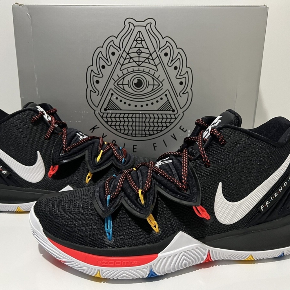 Nike X Friends Kyrie 5 Black Basketball Shoes with Colorful Accents Size 11